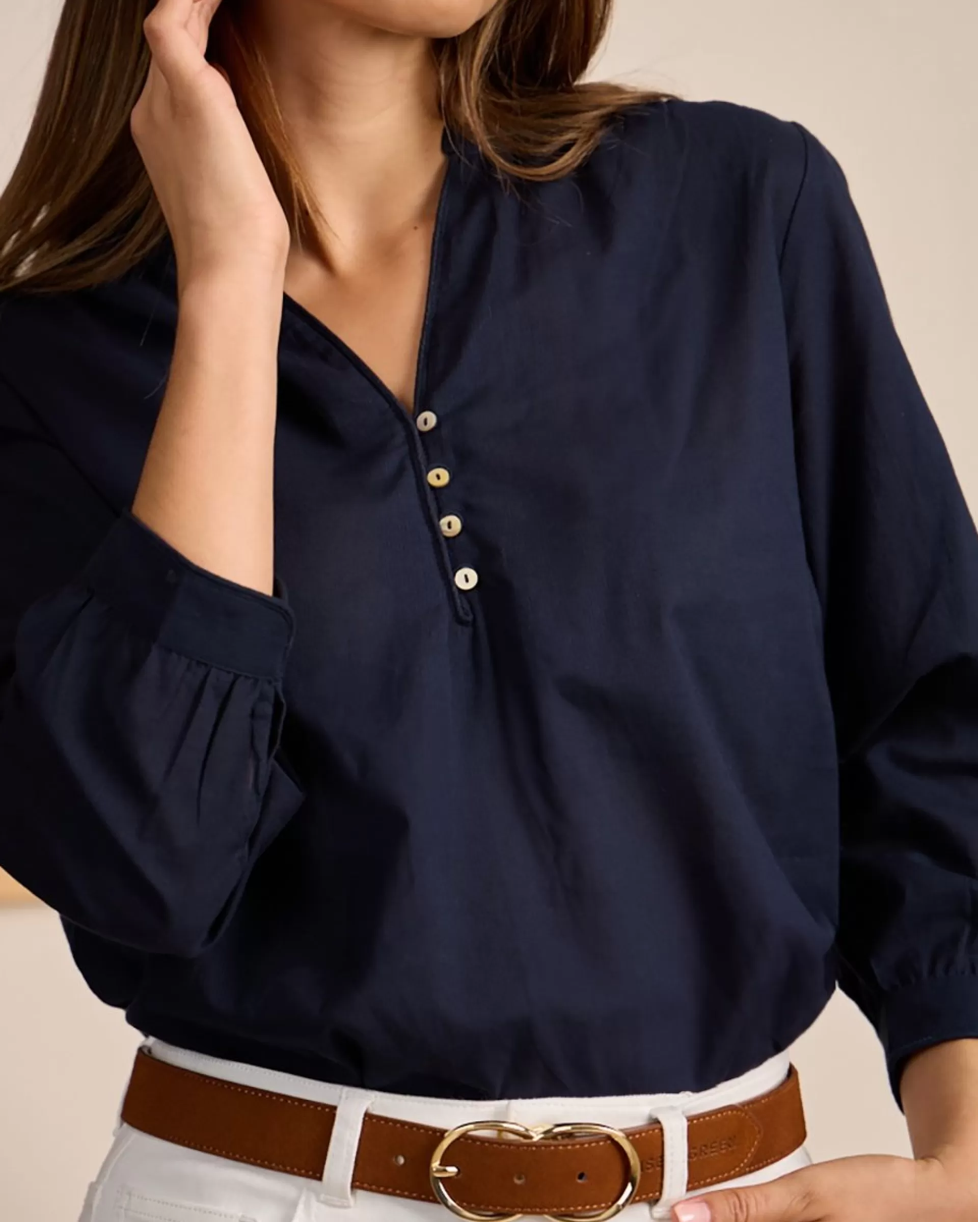 Outlet Blouse à rayures ton sur ton bleu marine Femme Chemisier & Tunique