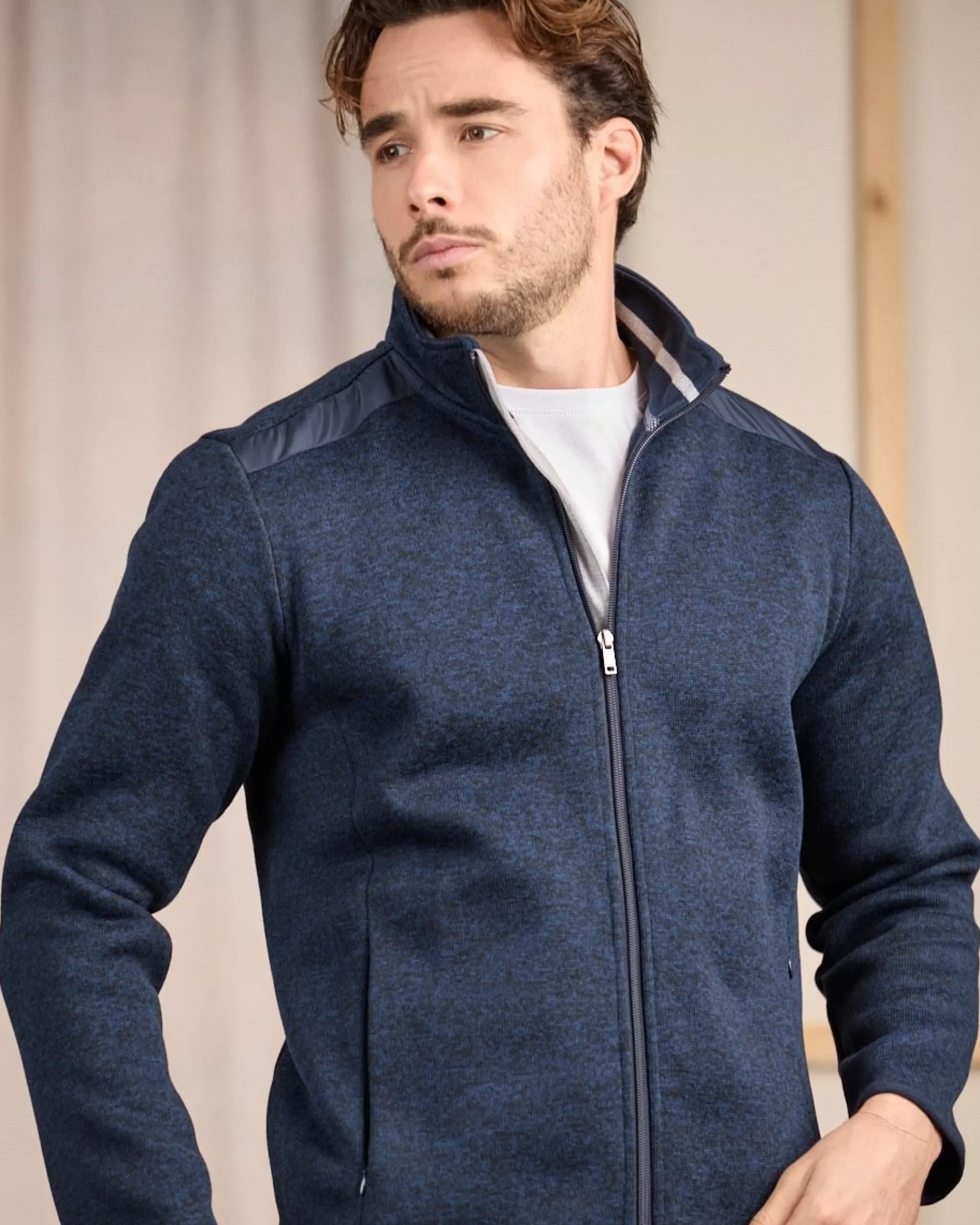 Flash Sale Blouson Polaire détail épaule bleu marine Homme Polaire