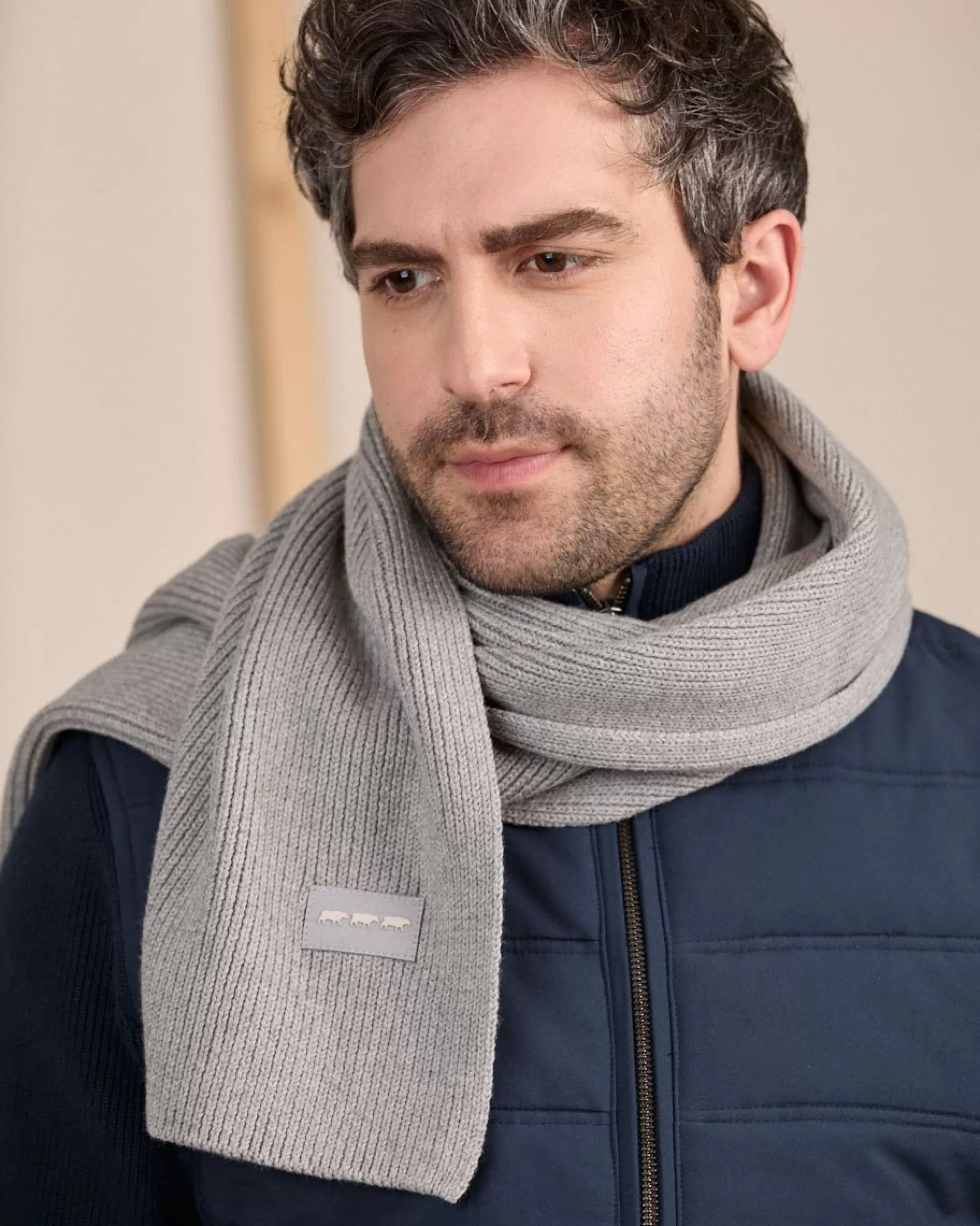 Clearance Écharpe unie en tricot gris clair Homme Accessoires