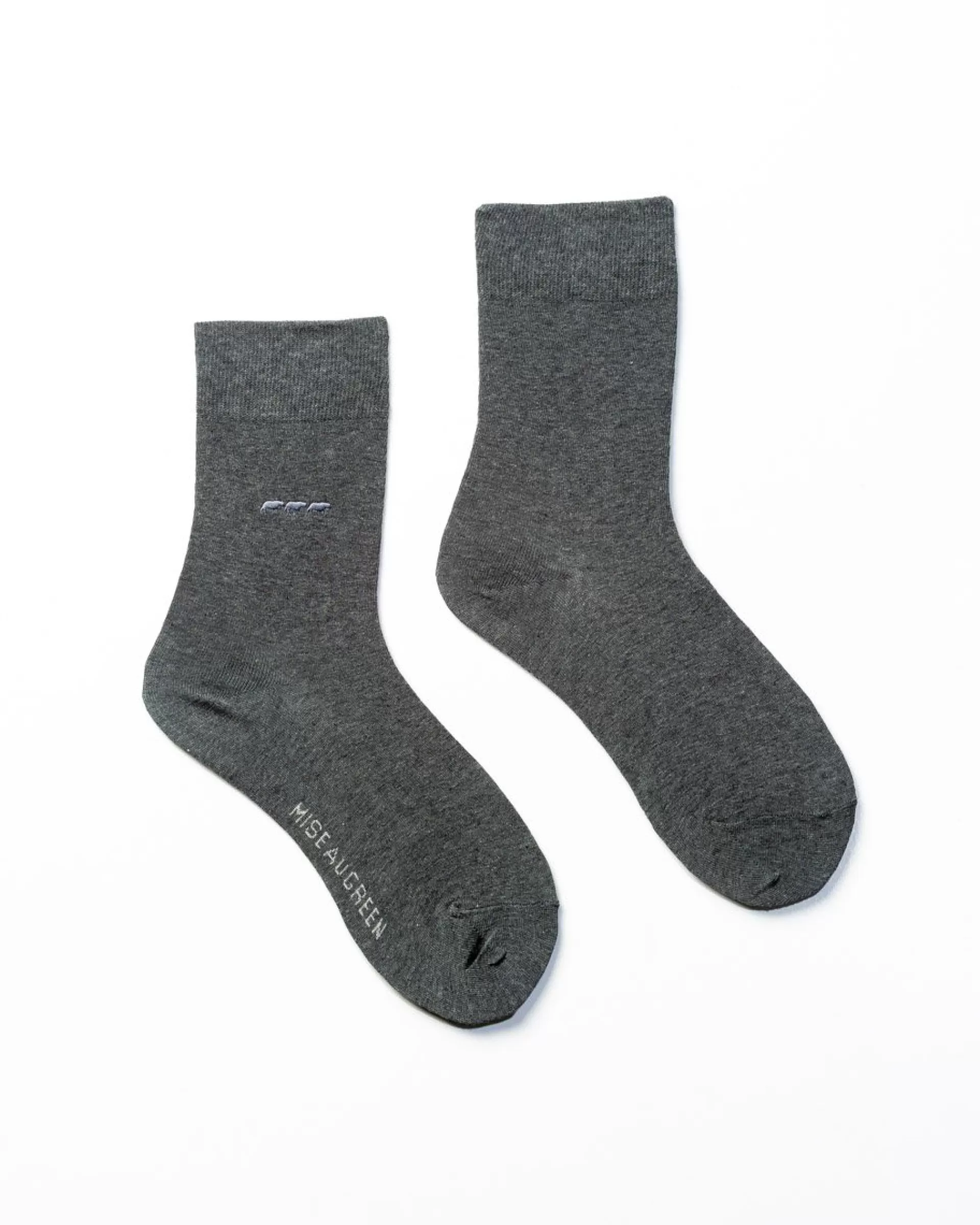 Store Chaussettes unies broderie 3 vaches gris chiné Homme Chaussettes