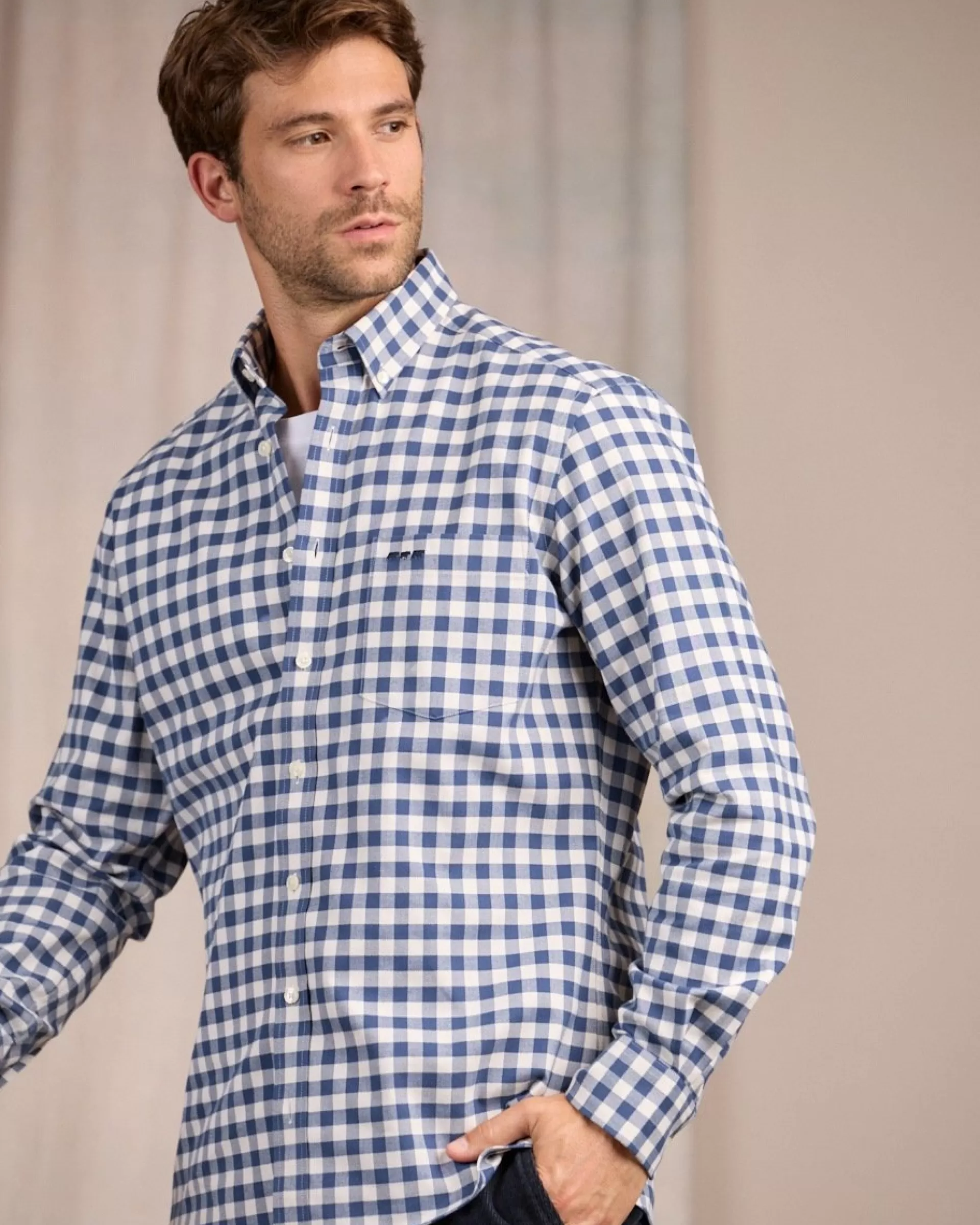 Store Chemise à larges carreaux vichy bleu marine Homme Chemise