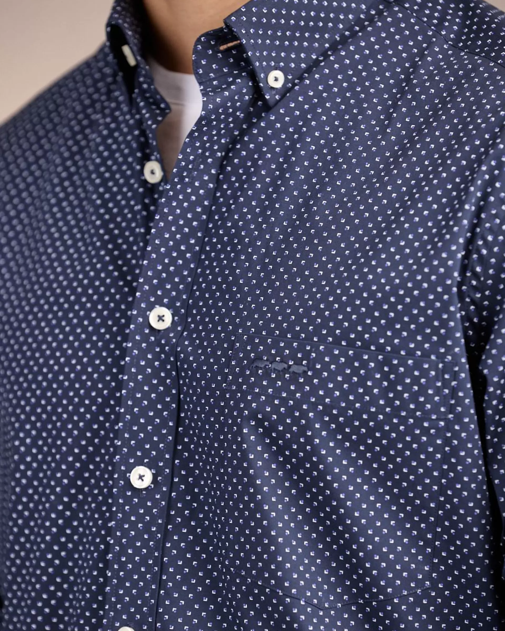 Clearance Chemise à micro motifs bleu marine Homme Chemise