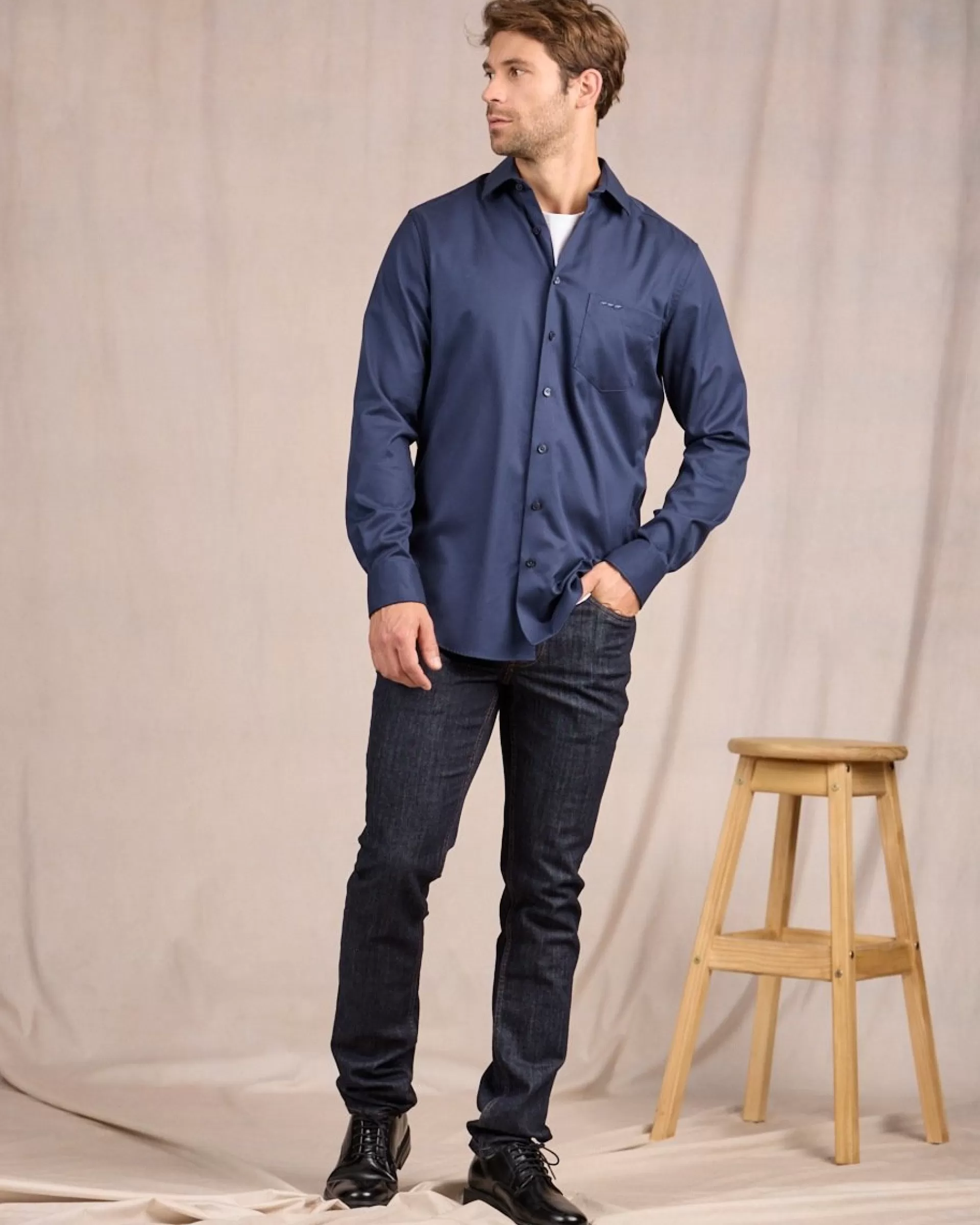 Discount Chemise unie bleu marine Homme Chemise