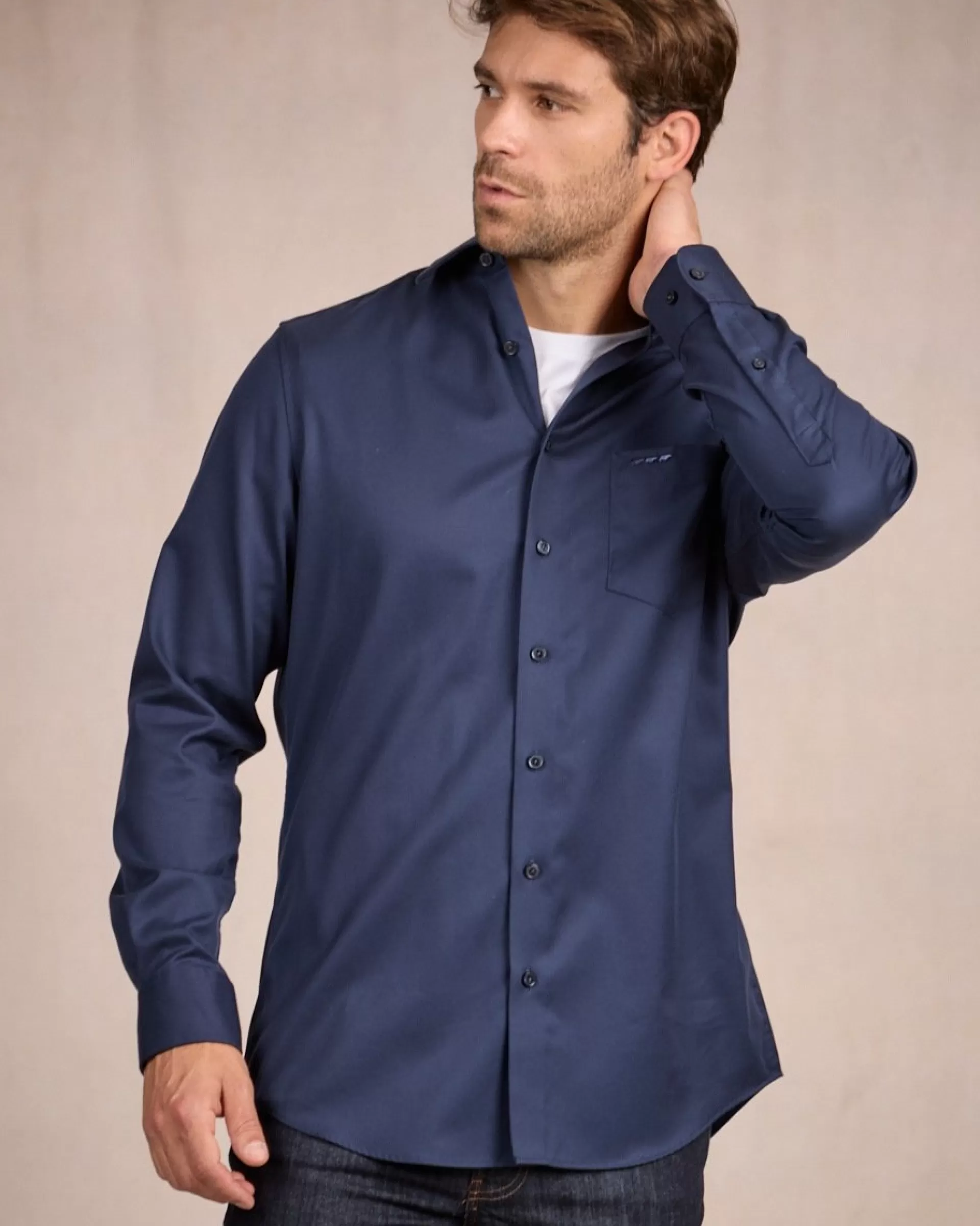 Discount Chemise unie bleu marine Homme Chemise