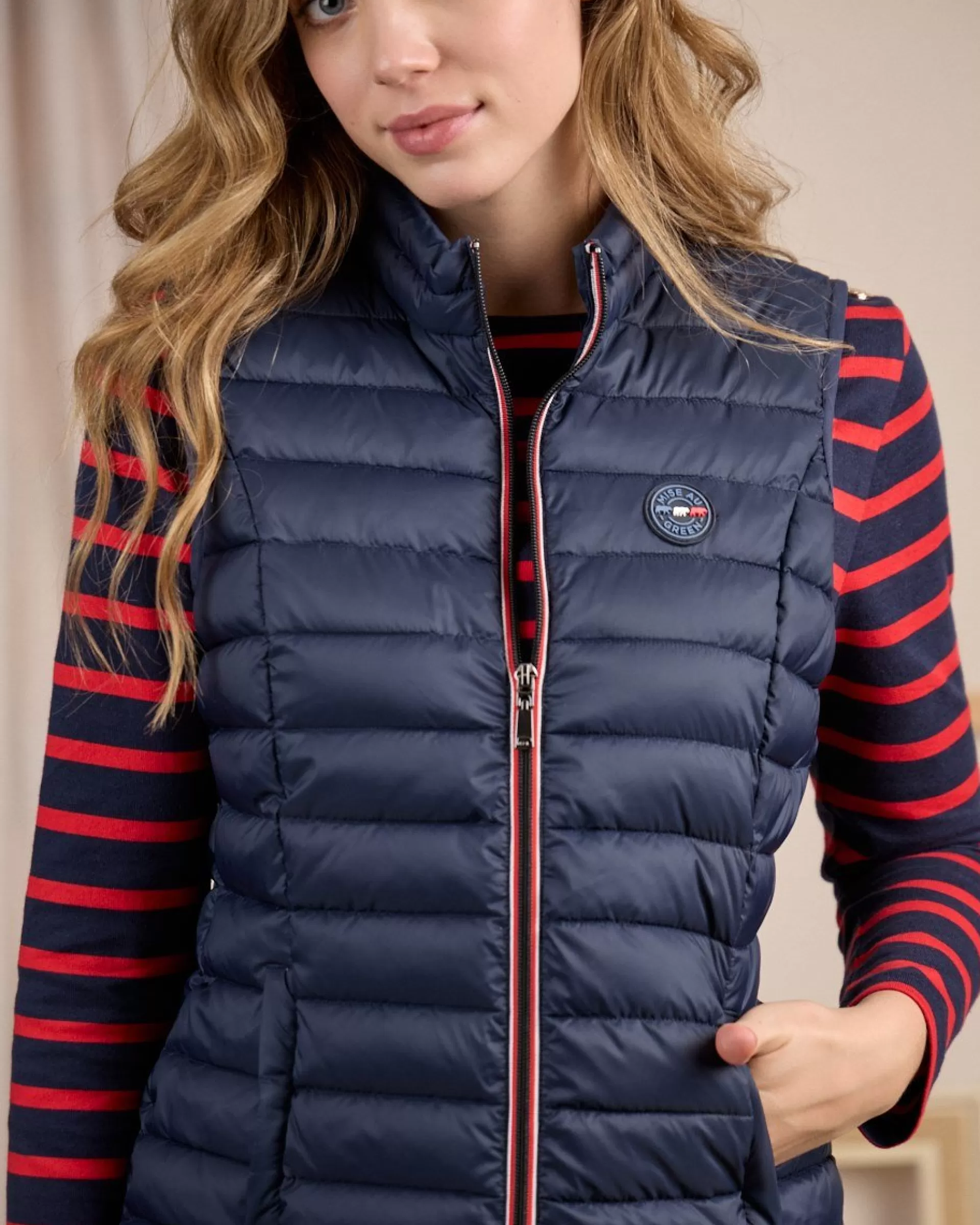 Store Doudoune détails tricolores bleu marine Femme Manteau & Doudoune