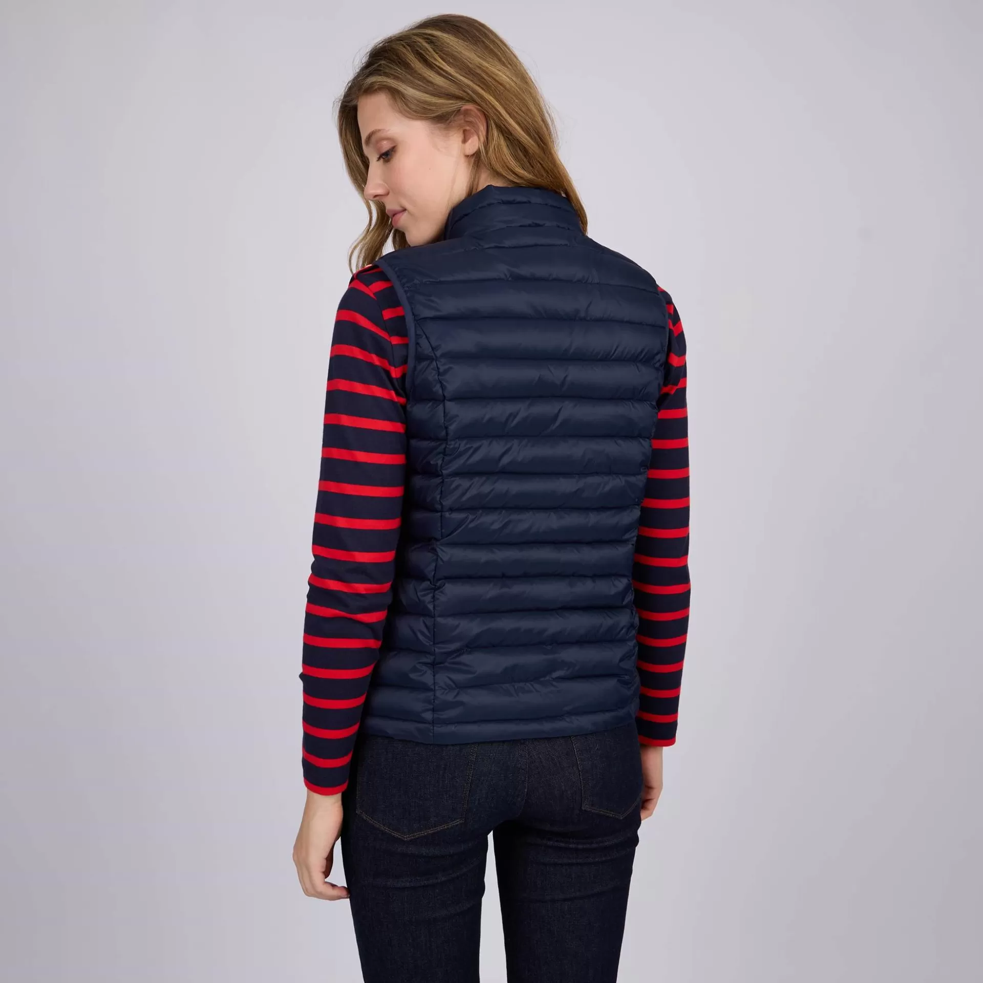 Store Doudoune détails tricolores bleu marine Femme Manteau & Doudoune