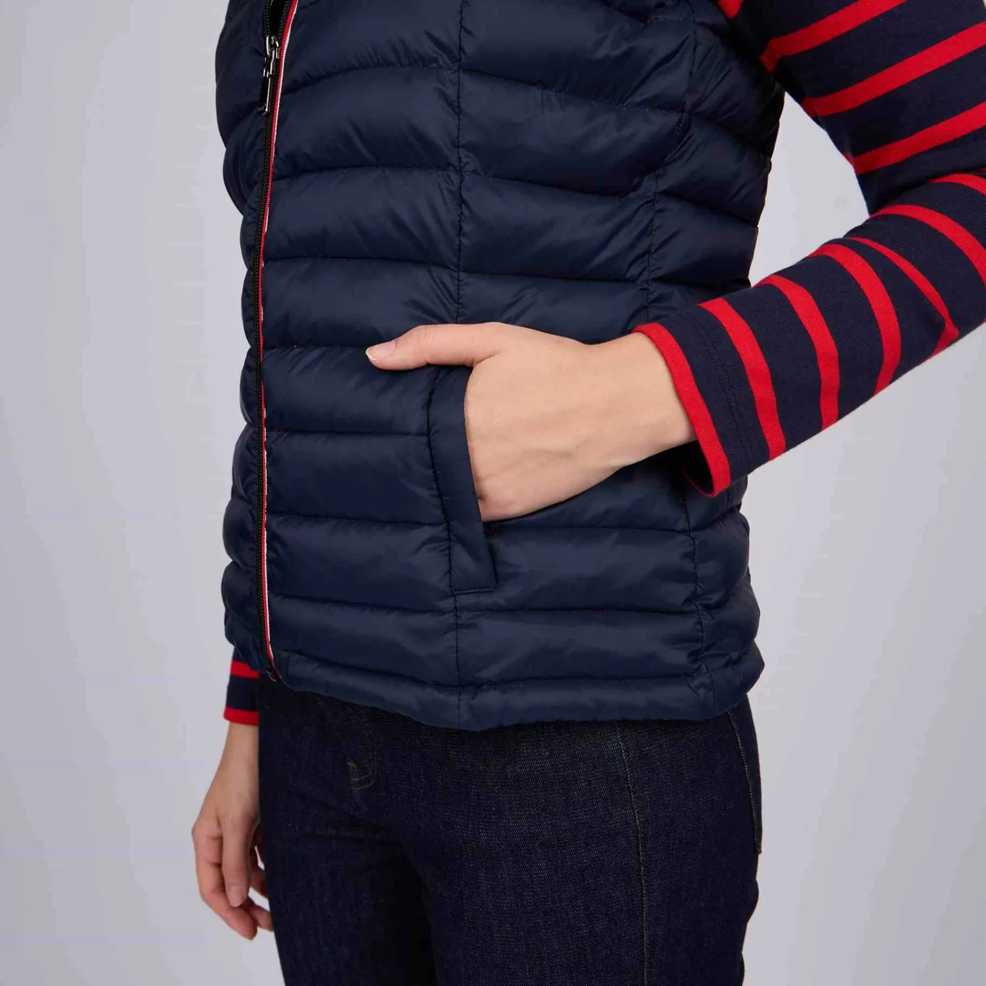 Store Doudoune détails tricolores bleu marine Femme Manteau & Doudoune