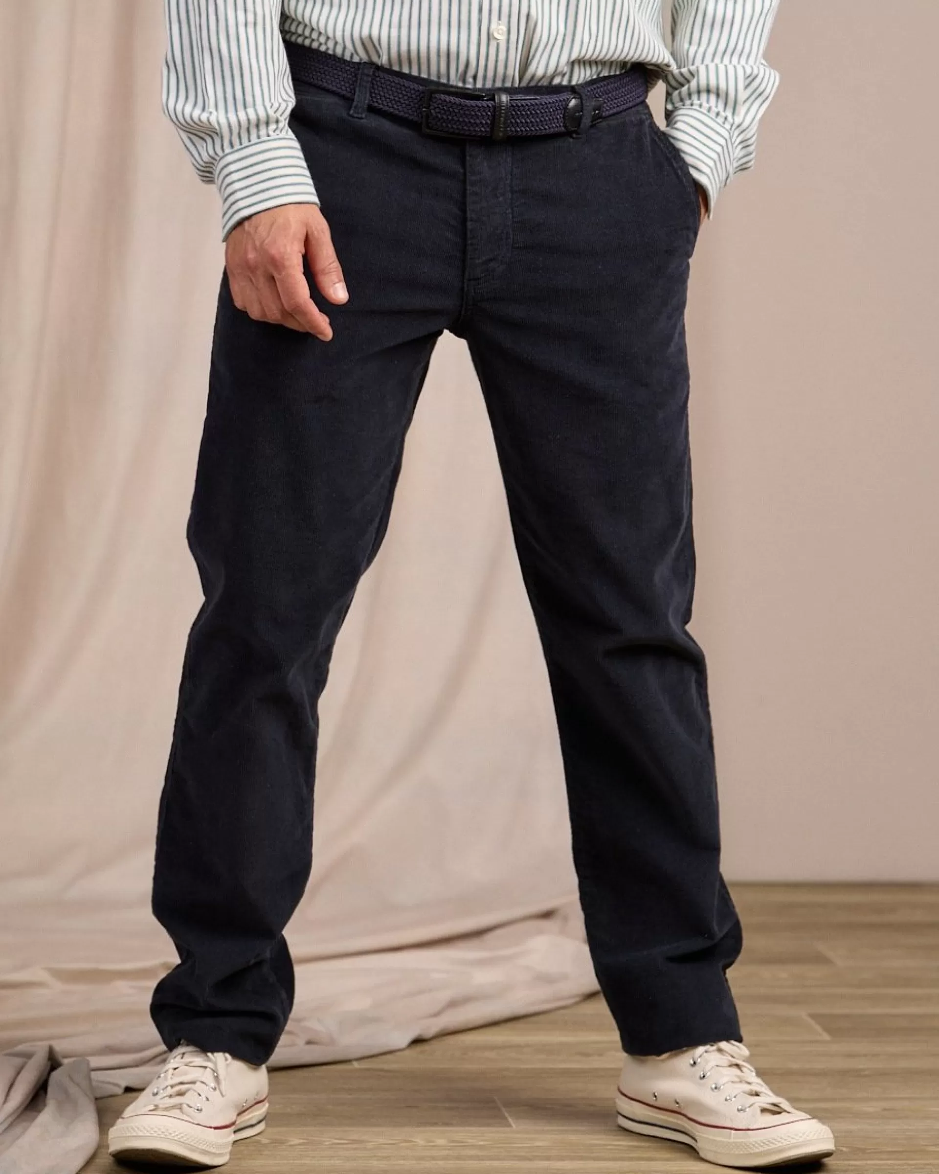 Hot Pantalon velours côtelé bleu marine Homme Pantalon & Jean