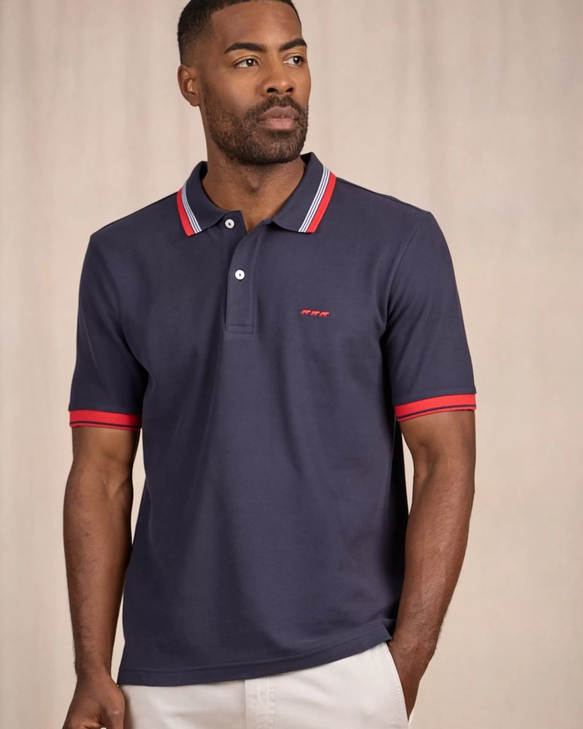 Cheap Polo à contraste bleu marine Homme Polo