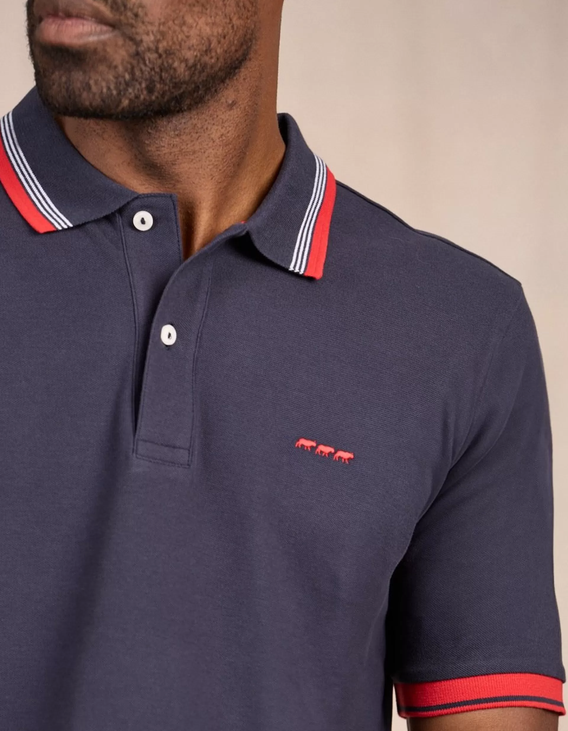 Cheap Polo à contraste bleu marine Homme Polo