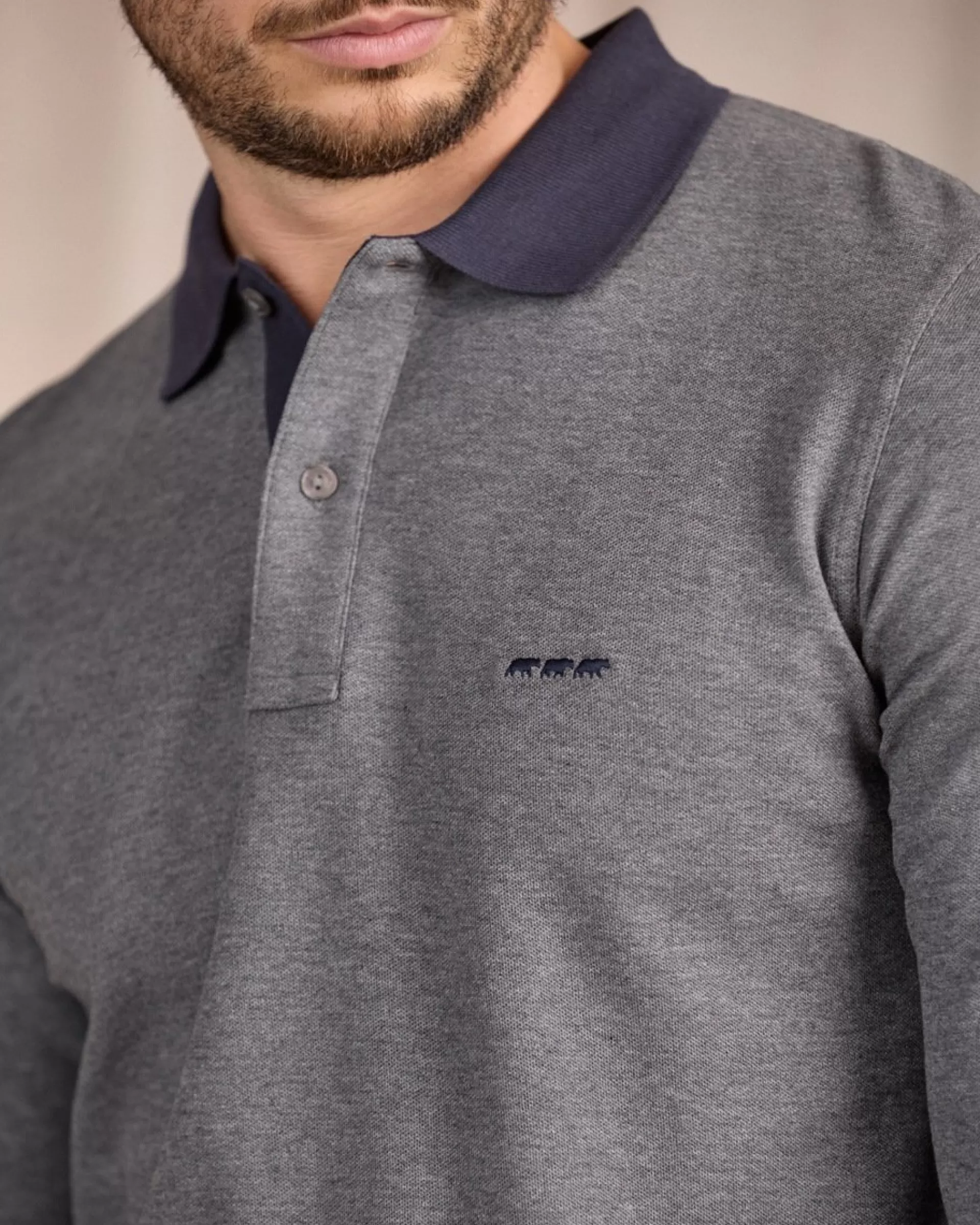 Flash Sale Polo au col contrastant gris moyen Homme Polo