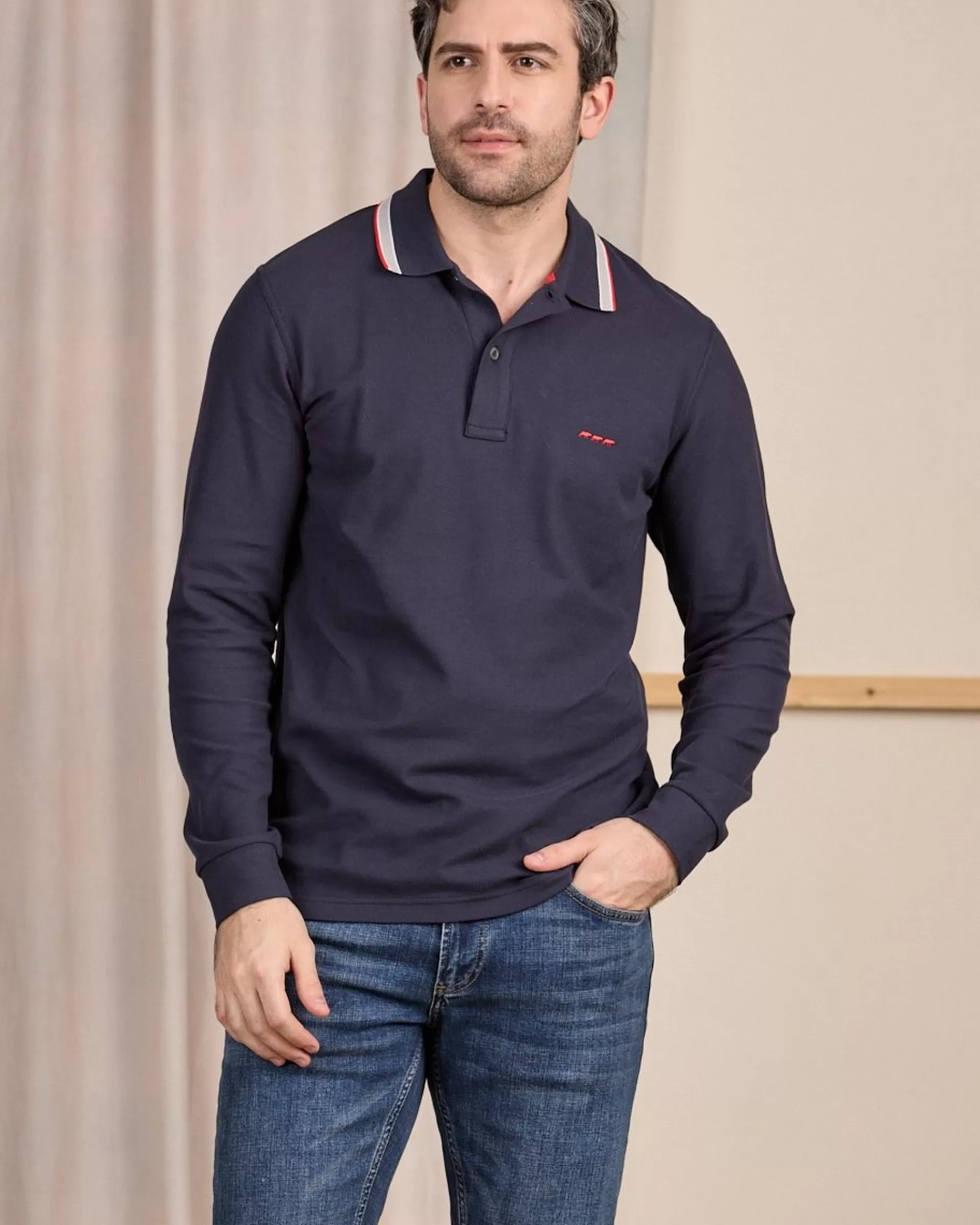 Best Polo détail col bleu marine Homme Polo