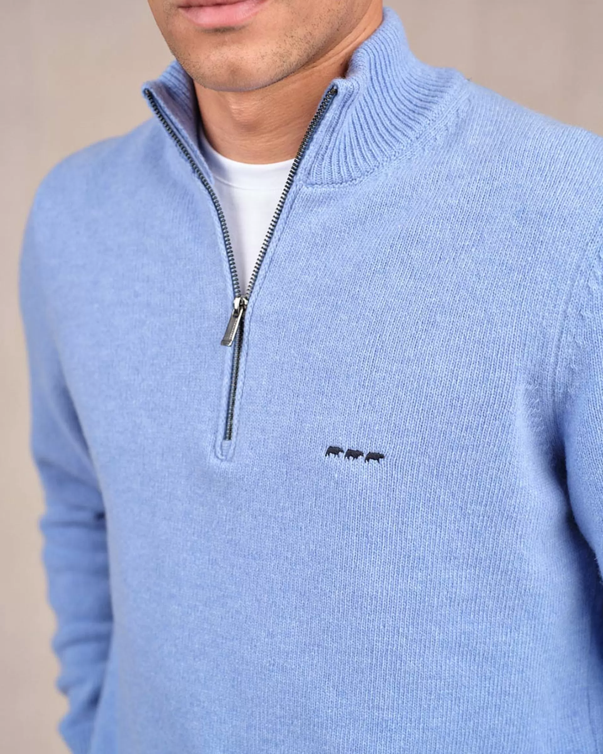 New Pull col camionneur bleu ciel Homme Pull