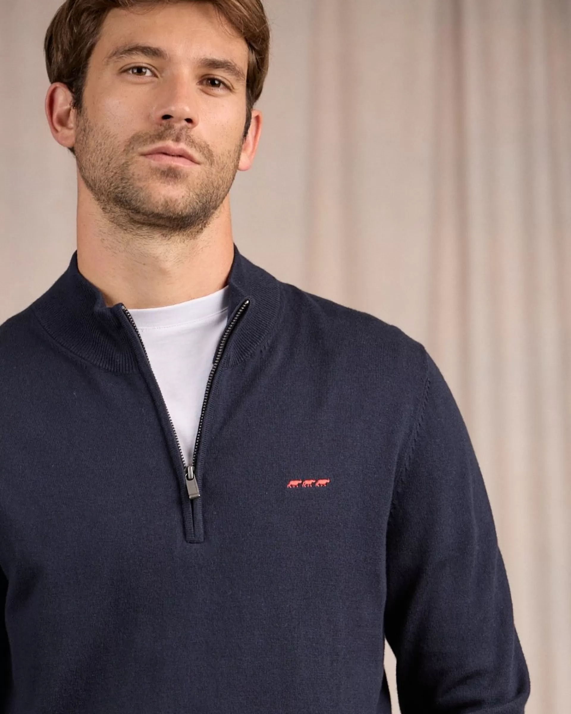 Best Sale Pull col camionneur bleu marine Homme Pull