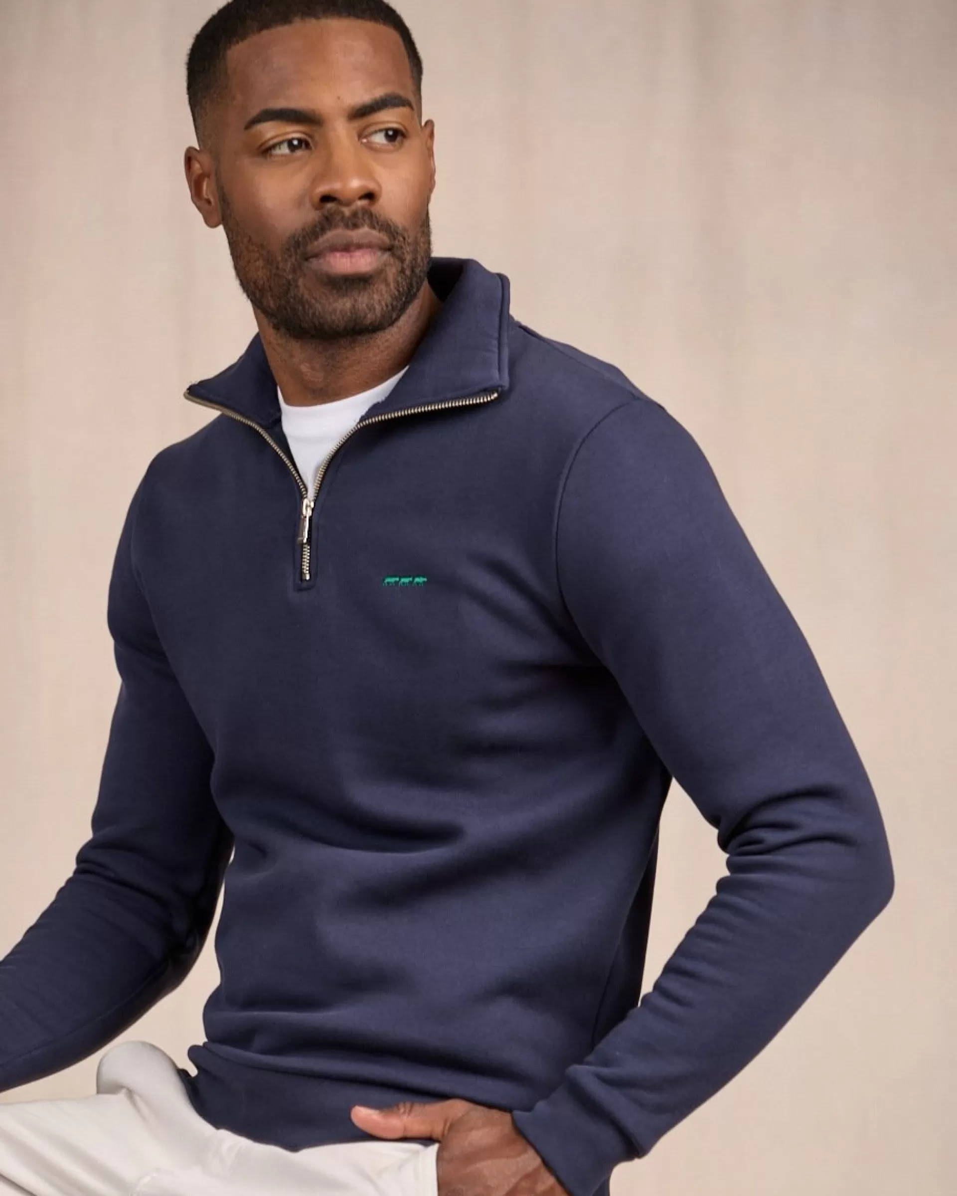 Fashion Sweat uni col camionneur bleu marine Homme Sweat