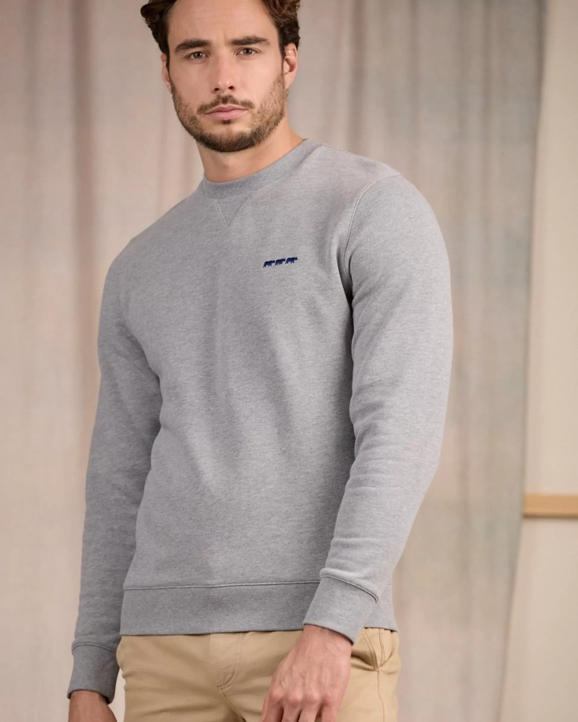 Sale Sweat uni gris chiné Homme Sweat